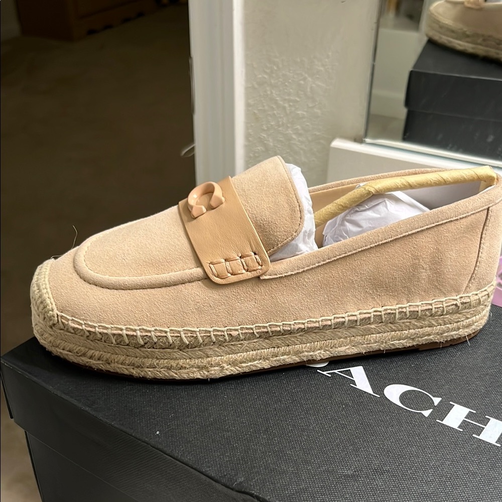 Coach Beige Suede Espadrille Loafers